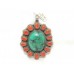Handmade Pendant 925 Sterling Silver Natural Turquoise & Coral Gem Stones - 3
